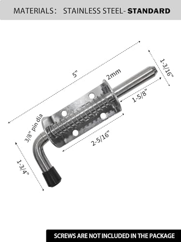 Spring Loaded Gate Latch Pin Barrel Bolt 5in Durable 304 Stainless Steel Heavy Duty - 2pcs - style: Stainless Steel 2pcs