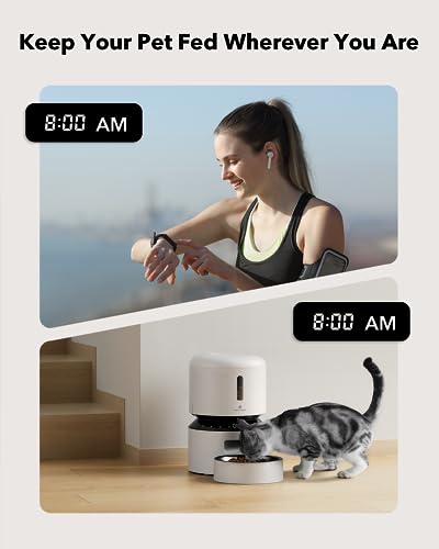 PETLIBRO Automatic Cat Feeder – 3L Programmable Pet Food Dispenser with Freshness Preservation, Timed Portion Control, Voice Meal Call & Dual Power Supply, Healthy Feeding for Cats & Small Dogs White - color: White, size: 3l-basic No Cam&app