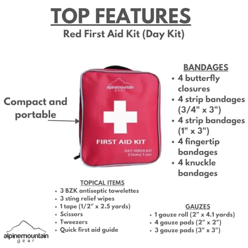 First Aid Kit, Day Kit 2-Person First Aid - Compact Emergency Medical Kit with Bandages, Gauze, and More