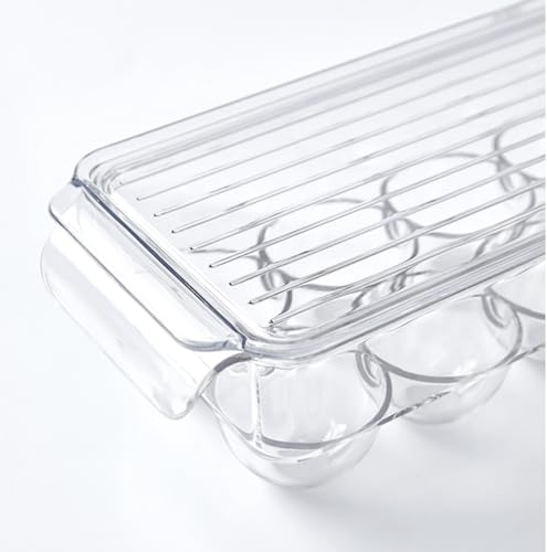 Egg Holder for Fridge with Lid, Egg Containerand for Refrigerator with Front Handle, BPA-Free Clear Plastic 14 Eggs Stackable Tray Storage for Refrigerator. (28 Eggs, Pack of 2)