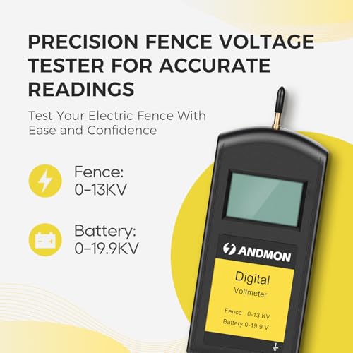 Versatile Electric Fence Tester, Battery Testing with Large LCD Display, Digital Electric Fence Voltage Tester, Accurate Testing Range 0 to13000V, Portable Design