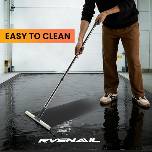 8'6''x20' Heavy Duty Garage Floor Mat, 1.2inch Thick Containment Mats, Waterproof PVC Matwith High Elastic Sponge Column, Non-Slip Surface, Parking Mat with a Squeegee - size: 8'6"x20'