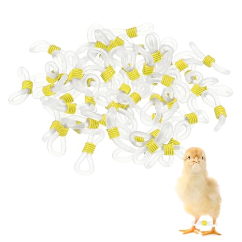 M METERXITY 50-Pack Adjustable Chick Leg Bands, 0.79" x 0.2" Silicone Chicken Leg Brace for Chicks/Ducks/Birds [Yellow] Poultry Leg Bands - color: Yellow