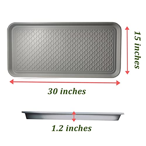 Large Multifunctional Boot Tray 2 Pack Boot Mat Washable Indoor or Outdoor Tray Mat Doormats for Shoes Boots Plants Pots Paint Tins Pet Bowls Car Storage, 30 x 15 x 1.2 Inches - color: Gray