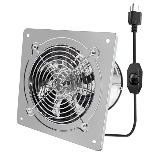 6 Inch Exhaust Fan with Speed Controller,235CFM Kitchen Exhaust Fan with Damper, 110V 40W Wall Ventilation Fan, Stainless Steel Extractor Fan for Window, Basement, Bathroom(6-inch Silver) - color: 6-inch Silver