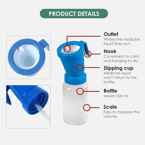 QMARK Teat Dip Cup, Blue, 300 ml, 2 Pack | Non Reflow, Nipple Cleaning Disinfection, For Cow Sheep Goat, Non-Return Teat Dipper