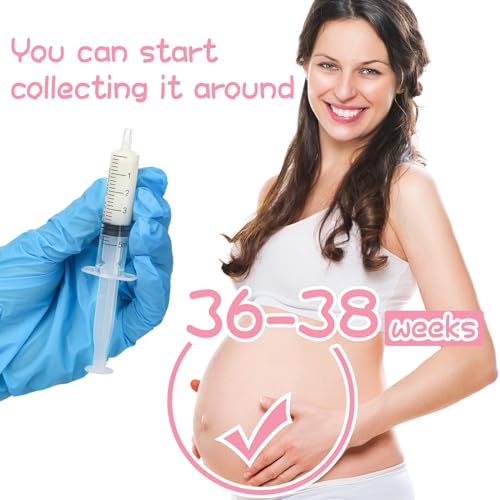 Trelaco 100 Sets 5 Ml Breast Milk Syringes No Needle Colostrum | Sterile Sealed with Caps and Cup, Baby Name Labels, Needle-free Harvesting for Storing Freezing Milk, For Postpartum Moms - size: 5 ml