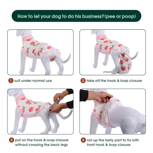 Kuoser Recovery Suit for Dogs Cats, Soft Dog Surgery Suit Female Male Spay | Professional Dog Onesie for Surgery, Substitute E-Collar & Cone, Prevent Licking Dog surgical suit Pet Neuter Suit - color: Pink, size: Small (Back:11.4-13.4'', Weight:7-15 Lb)