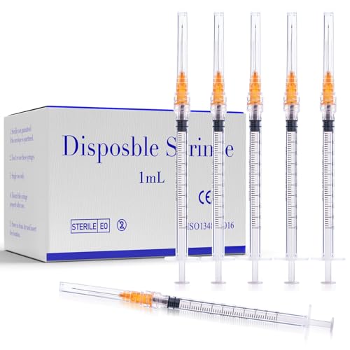 Syringes 1ml with 25 Gauge 1 Inch Needle Disposable Lab Syringe, 100 Pack - size: 1ML 25G 1" 25MM