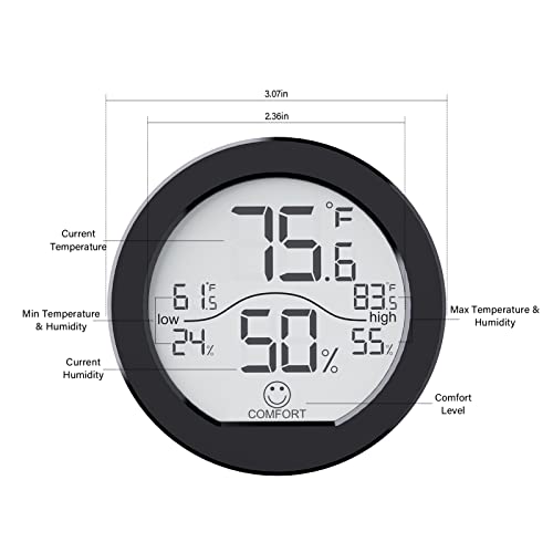 Indoor Digital Hygrometer Thermometer for Room Temperature Humidity Meter | SECRUI Thermometer Accuracy Calibration LCD Temperature Sensor with Maximum and Minimum Records,2 Pack - color: Black, size: TH1 x2