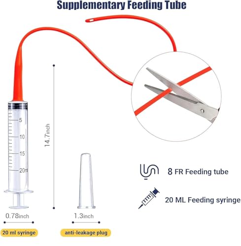 Newborn Kitten Nursing Bottle Feeding Kit, Pet Bottle, Silicone Nipples, 8 FR Feeding Tube, Pet Pill Shooter, Aspirator Bulb, Small Animal Feeding Supplies for Newborn Pet Dog Rabbit Goat