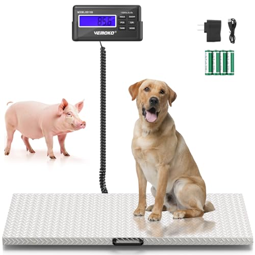 Precision Livestock Scale,1100lb×0.2lb Large Dog Scale (40.7"×20.9") | Large Breed Animal Livestock Weight Scale, Silver Dog Weight Scale Non-Slip Stainless Steel Platform for Dogs,Pigs,Cattle - size: 40.7"×21"