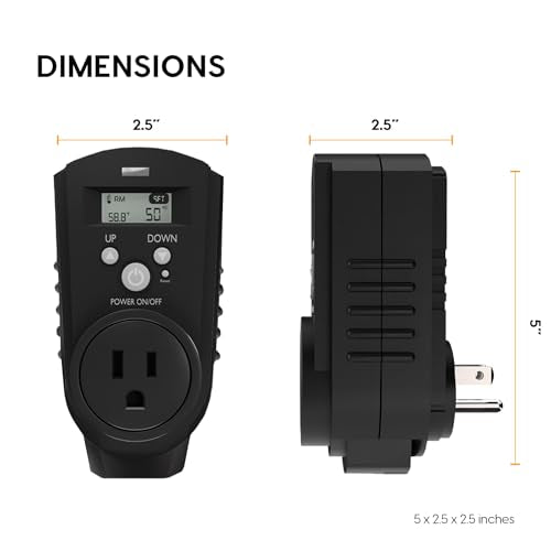 EconoHome Digital Plug in Thermostat - Programmable Thermostat with LCD Screen, Temperature Control & Power Buttons - Compatible with Wall Mount & Portable Heater, Air Cooler, Greenhouse Fans - color: Black, size: Digital Control