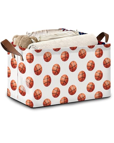 Basketball Collapsible Storage Box,Organizer Bin with Handles for Room Decoration,Bins Book Basket Box 17x11.5x10Inch - color: Basketball