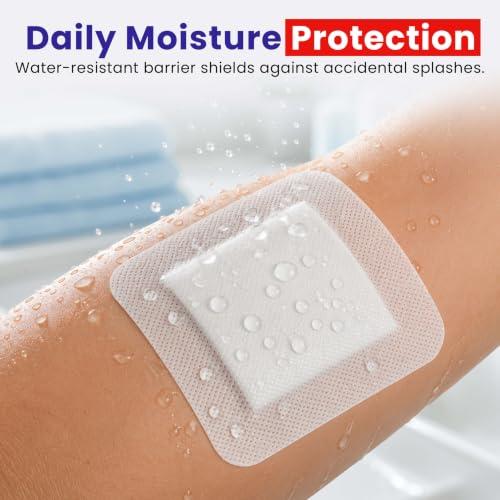 HEALQU Island Dressing - 4"x4", 30 Count - Bordered Gauze Sterile Individually Wrapped Gauze Pads, Water-Resistant, Non-Woven Backing - Soft and Breathable Wound Dressing for First Aid and Medical | Water-Resistant, Latex-Free, High Absorbent, Adhesive Bo