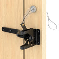 Self Locking Gate Latch with Spring Cable Pull, Automatic Lever Latch | For Wooden Fence, Door Latch Hardware for Outdoor Fence, Secure Pool, Garden, Shed, Cage, Black Finish