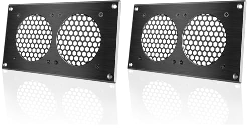AC Infinity Ventilation Grille 5, for PC Computer AV Electronic Cabinets, Also Includes Hardware to Mount Two 80mm Fans (Pack of 2) - size: 8 Inch (Pack of 2)