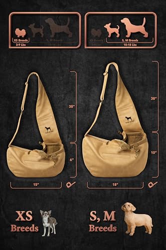 Noah & Paw Dog Sling Carrier for Small Dogs 3-10lb, Dog Sling for Small Dogs and Cats, Dog Carrier with Adjustable Padded Strap, Vegan Leather Lined with Fur, 3X Safety Features, Machine Washable - color: Beige, size: 15.0"L x 6.0"W x 5.5"H