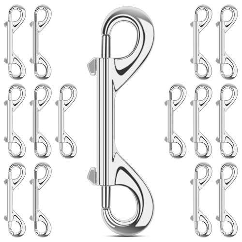 ERKOON 15 Pack Heavy Duty Snap Hooks Double Sided Clips for Hanging Horse Tack Sling Feed Buckets Dog Leash Collar Key Chain Zinc Alloy Metal Snaps Clip (4 Inch) - size: 4"-15Pack