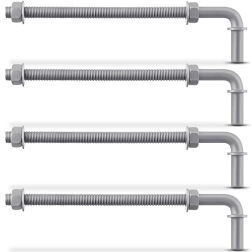 Otooling 4 Pack J-Bolt Gate Hinges, Galvanized Fence Hardware,11" | 5/8"-11 Threaded J-Bolt Hinges with Nuts and Washers, Rust Resistant for Cattle Gates, Fences, Corrals and Farms