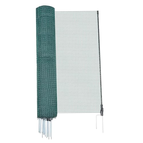 VEVOR Temporary Fence with Posts, 3.9 x 49.2 FT Plastic Mesh Fencing, Garden Safety Fences Netting with Double-Spike Stakes & Guy Ropes, Temporary Fence for Dogs, Chickens, Plants, Outdoor Yards - size: 48in*49ft