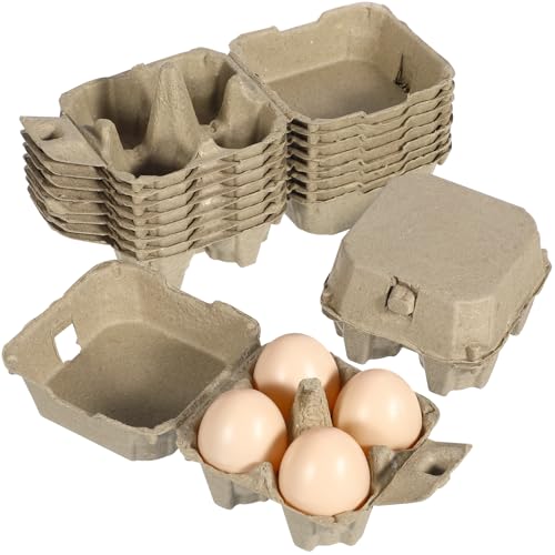 Garneck 10Pcs Egg Carton 1/3 Dozen Bulk Set: Egg Box 4 Count Reusable Stackable Tray for Kitchen Refrigerator Farm Market Storage Organize