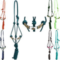 Majestic Ally Padded Beaded Nose Braided Rope Halter with 10' Matching Lead - Full (Hunter Green) - color: Hunter Green