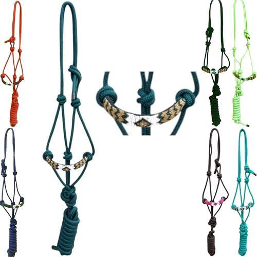 Majestic Ally Padded Beaded Nose Braided Rope Halter with 10' Matching Lead - Full (Hunter Green) - color: Hunter Green