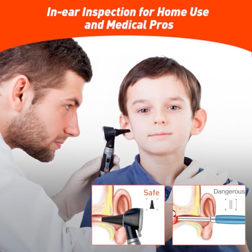 Scian Otoscope - Ear Scope with Light, Fiber Optic Otoscopes with Hard Plastic Case, Pocket Ear Infection Detector for Nurses,Kids,Elders,Home Use (Black) - color: Black