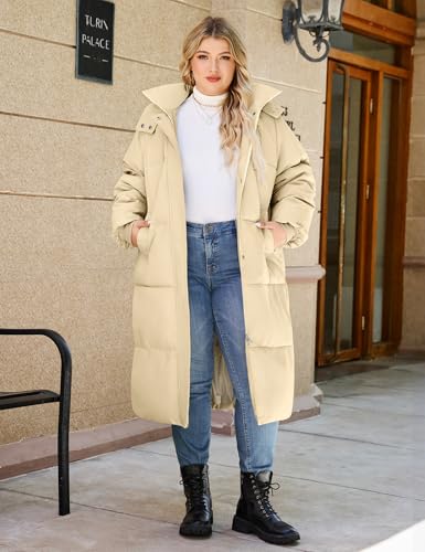 HEEKPEK Womens Plus Size Winter Coats Long Puffer Jackets Hooded Quilted Water Repellent Warm Trendy Parka Outerwear 2025 - color: Khaki, size: X-Large Plus
