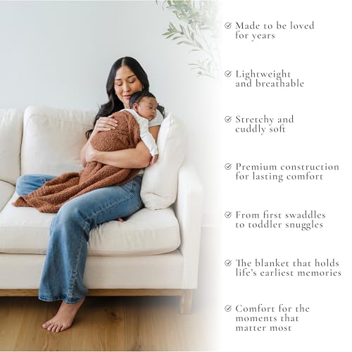 Saranoni Bamboni Luxury Baby Blanket | Cozy & Soft Plush Receiving Blankets | Perfect for Girls & Infant Baby Boy Blankets | Caramel - 30” x 40" | Luxury Bamboni baby blanket with plush softness and cozy comfort, designed for infant boys and girls during