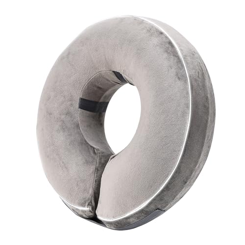 Inflatable Reflective Dog Cone Collar Alternative After Surgery,Doggie Recovery Dount Neck Ecollar,Adjustable Soft Dog Cone Collar for Small Medium Large Dogs (Grey, XL) - color: Grey, size: X-Large（15.5"-18.5"）