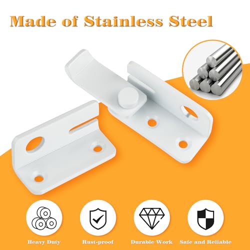 Alise White Flip Latch Gate Latch,Shed Door Latch Barn Door Lock,L-Size | Stainless Steel Door Lock Latches for Wooden Fence Shed Barn Chicken Dog Cage Window Cabinet Backyard Garage - color: White, size: Large Size (SS)