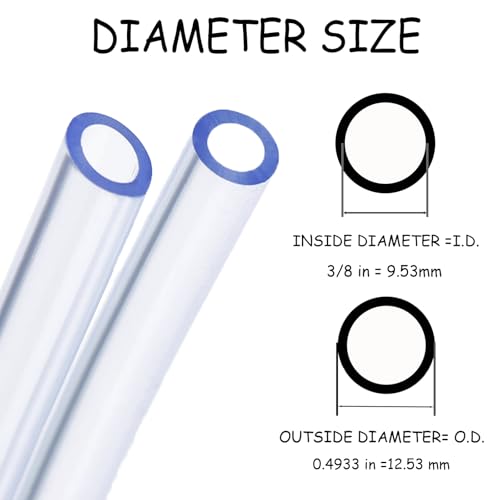20 Feet PVC- 3/8" ID Clear Vinyl Tubing Food Grade Multipurpose Tube for Beer Line, Kegerator, Wine Making, Aquaponics, Air Hose - size: 3/8" ID, style: 20 Feet