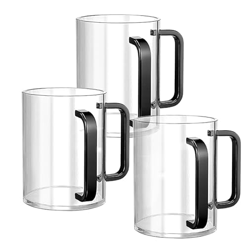 3 Pcs Judaica Hand Washing Cup 5 Inch Clear Acrylic Negel Vasser Jewish Ritual with Dual Black Handles for Netilat Yadayim and Holidays Gifts