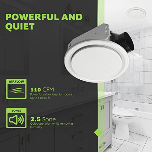 Homewerks 110 CFM 2.5 Sones Bathroom Exhaust Fan, HVI/ETL Certified - size: Round 110 CFM