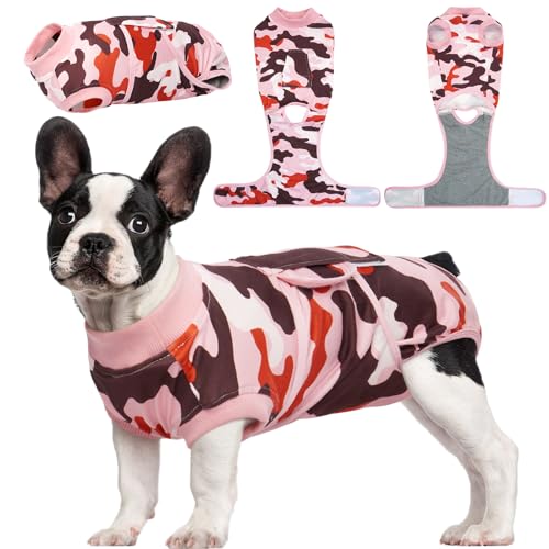 Kuoser Recovery Suit for Dogs Cats, Soft Dog Surgery Suit Female Male Spay | Professional Dog Onesie for Surgery, Substitute E-Collar & Cone, Prevent Licking Dog surgical suit Pet Neuter Suit - color: PinkCamo, size: X-small (Back:8.3-11.4'', Weight:4-7 L