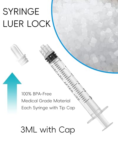 3ml Luer Lock Syringe without Needle - 3cc Plastic Syringes, Sterile, Individually Sealed, Pack of 30 - size: 3ML