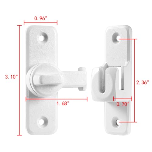 2 Pcs Matte White 90/180 Degree Flip Latch,Zinc Alloy Barn Door Latch | Right Angle Door Lock Latch,Sliding Door Latch Lock,for Cabinets,Bedroom,Fence Gates,Window,Garden,Garage,Pet Cage - color: Matte White