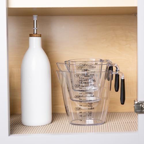 Dalup Measuring Cup Set – Clear Plastic Liquid Measuring Cups (8/16/32 oz) with Spout & Non-Slip Handle | 3-Piece Plastic Measuring Cup Set for Liquids & Dry Ingredients