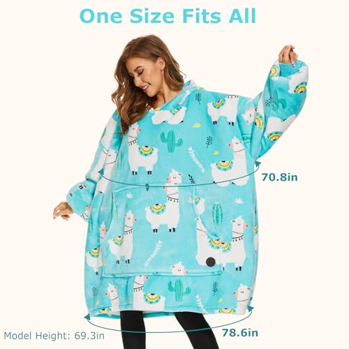 THREE POODLE Wearable Blanket Hoodie for Women, Oversized Sherpa Sweatshirt Blanket for Adults Men, Cozy Alpaca Hooded Blankets, Gifts for Teen Girls Women Mom Sister - color: Alpaca, size: Adult
