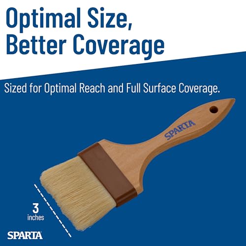 SPARTA Kitchen Basting Brush – 4037500 Basting Brush for Cooking Flat Boar Bristle Brush, Hardwood Handle for Kitchens, Restaurants, Catering, High Heat Food Prep, 3in, Pack of 12 - size: 3" Wide Flat Brush