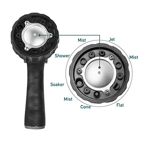 GREEN MOUNT Garden Hose Nozzle, Water Hose Spray Nozzle with Thumb Control On Off Valve for Easy Water Flow Control, Black-grey - color: Black-grey