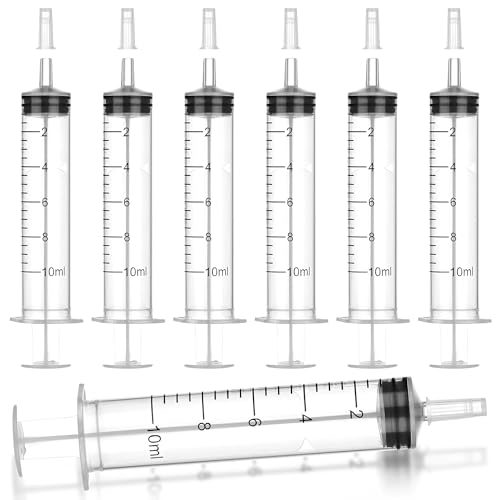 12Pack 10mL Syringes without Needle - Individually Wrapped, with Cap for Liquid, Measuring, Ink Refilling, Oil, Liquids Glue Applicator - style: 10ML