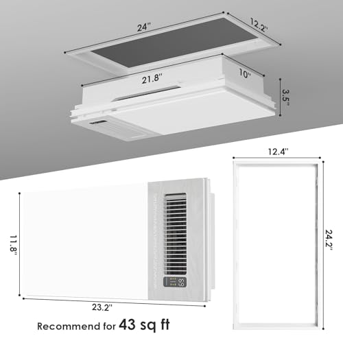 Hawkrown 4 in 1 Bathroom Exhaust Fan with Light and Heater, 1900W Bathroom Heater Fan Light Combo, 180 CFM 1.0 Sone Ceiling Fan Remote Control Heater, Ventilation for Home, Bath, Hotel (Style 2) - color: Style 2