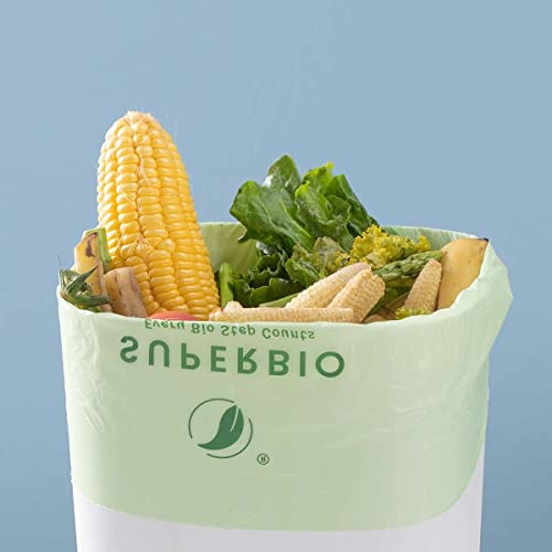 SUPERBIO 2.6 Gallon Compostable Bags, 100 Count, 2 Pack | 9.84L, Handle Tie, Food Waste Bags, BPI and OK compost HOME Certified - color: 2.6 gallon, 200 count