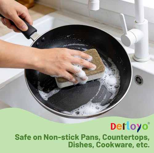 12 Count Plant-Based Kitchen Sponges, Natural Sponge for Non Stick Cookware | Compostable Cellulose, Biodegradable Sponges for Dishes, Non-Scratch Cleaning, Kitchen, Bathroom, Household
