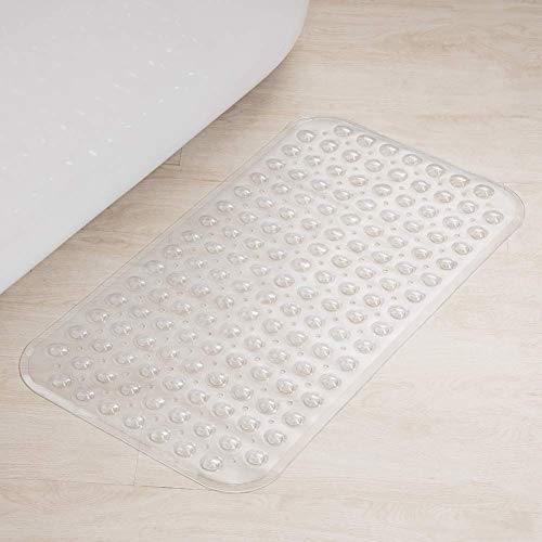 AmazerBath Bath Tub Mat, Medium Size 27.6 x 15 Inches Non-Slip Shower Mats with Suction Cups and Drain Holes, Bathroom Bathtub Mats Machine Washable (Clear) - color: Clear, size: 27.6" x 15" (Rectangular)