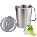 70 Oz Stainless Steel Pitcher with Lid, Graduated Measuring Cup | Stainless steel, 2L large mouth design, with lid, for latte art/iced tea/water, milk frothing jug, hot & cold drinks