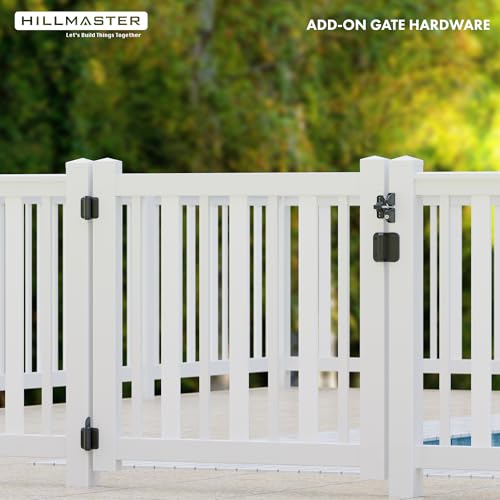 HILLMASTER 4-1/2” Black Nylon Polymer Gate Handle for Outdoor Fence, Sturdy Fence Gate Stop with Bumper Gate Stopper for Vinyl, Wood, Metal Gates, Fence Gate Hardware, Fasteners Included
